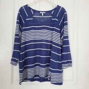 Joie Striped Linen Raglan Pullover Top S